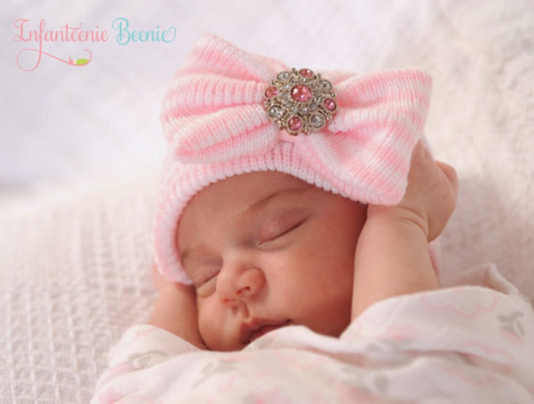 baby girl newborn hospital hat, baby girl, newborn hospital hat, infanteenie beenie, infanteenie ... | Etsy (US)