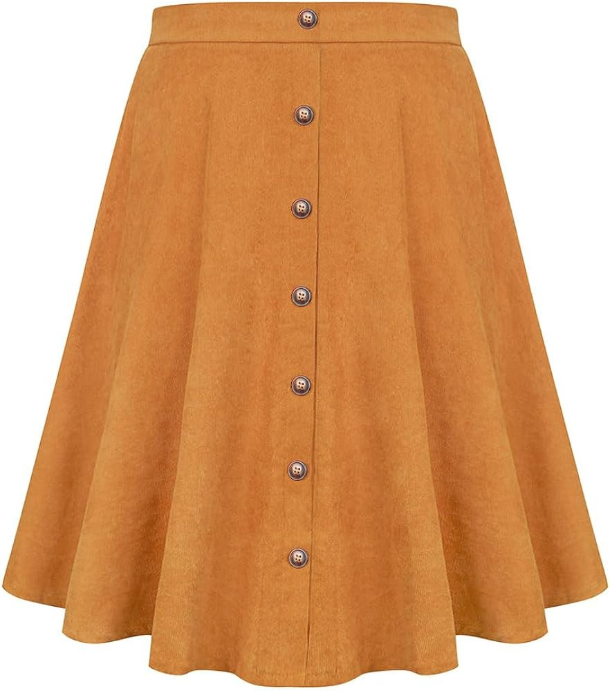 TIYOMI Plus Size Skirts Basic Versatile Stretchy Skirt Mini Skater Skirt Swing A Line Corduroy/Pl... | Amazon (US)