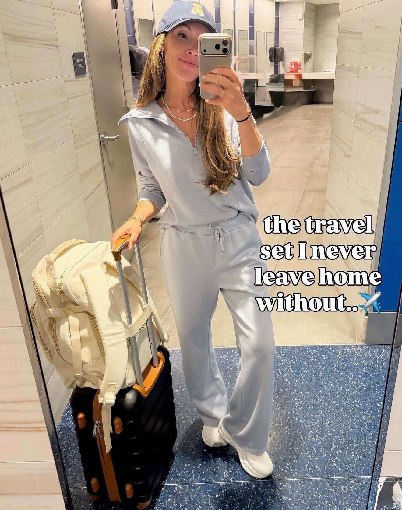 From the luggage to the hat this will get you anywhere you need to go, especially a quick layover ✈️ 

#airportstyle #travelootd #comfytraveloutfit 
#traveldayoutfit #ontherunstyle #effortlessstyle 
#casualtravelstyle #jetsetstyle #momstyle #momlife #momuniform #onther

#LTKmomlife #LTKActive #LTKTravel