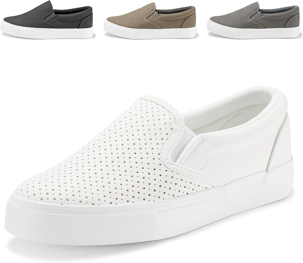 JENN ARDOR Women’s Fashion Sneakers Perforated Slip on Flats Comfortable Walking Casual Shoes | Amazon (US)