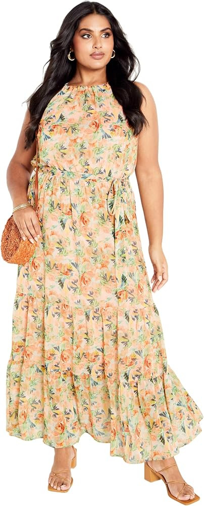 City Chic Women's Plus Size Maxi Dress - Callie Print Tier | Amazon (US)