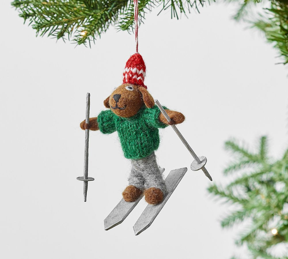 Felt Dog on Skis Ornament | Pottery Barn (US)