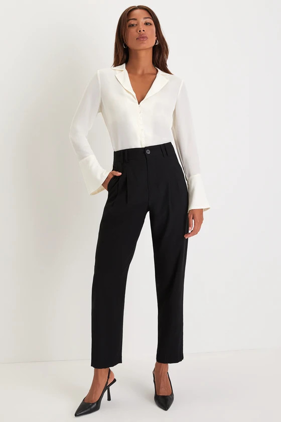 Sophisticated Presence Ivory Collared Long Sleeve Button-Up Top | Lulus (US)