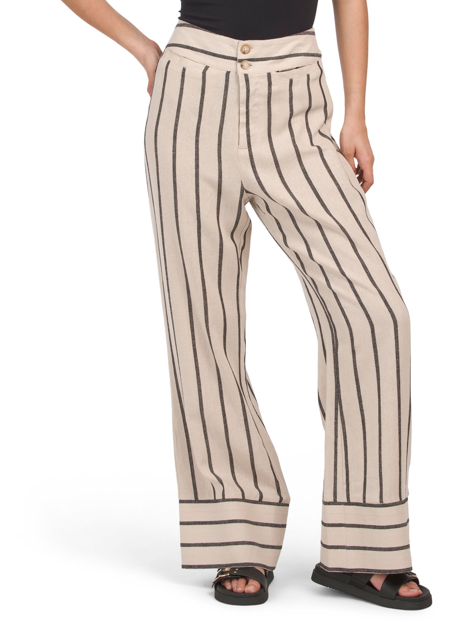 Linen Blend Striped Pants | Marshalls