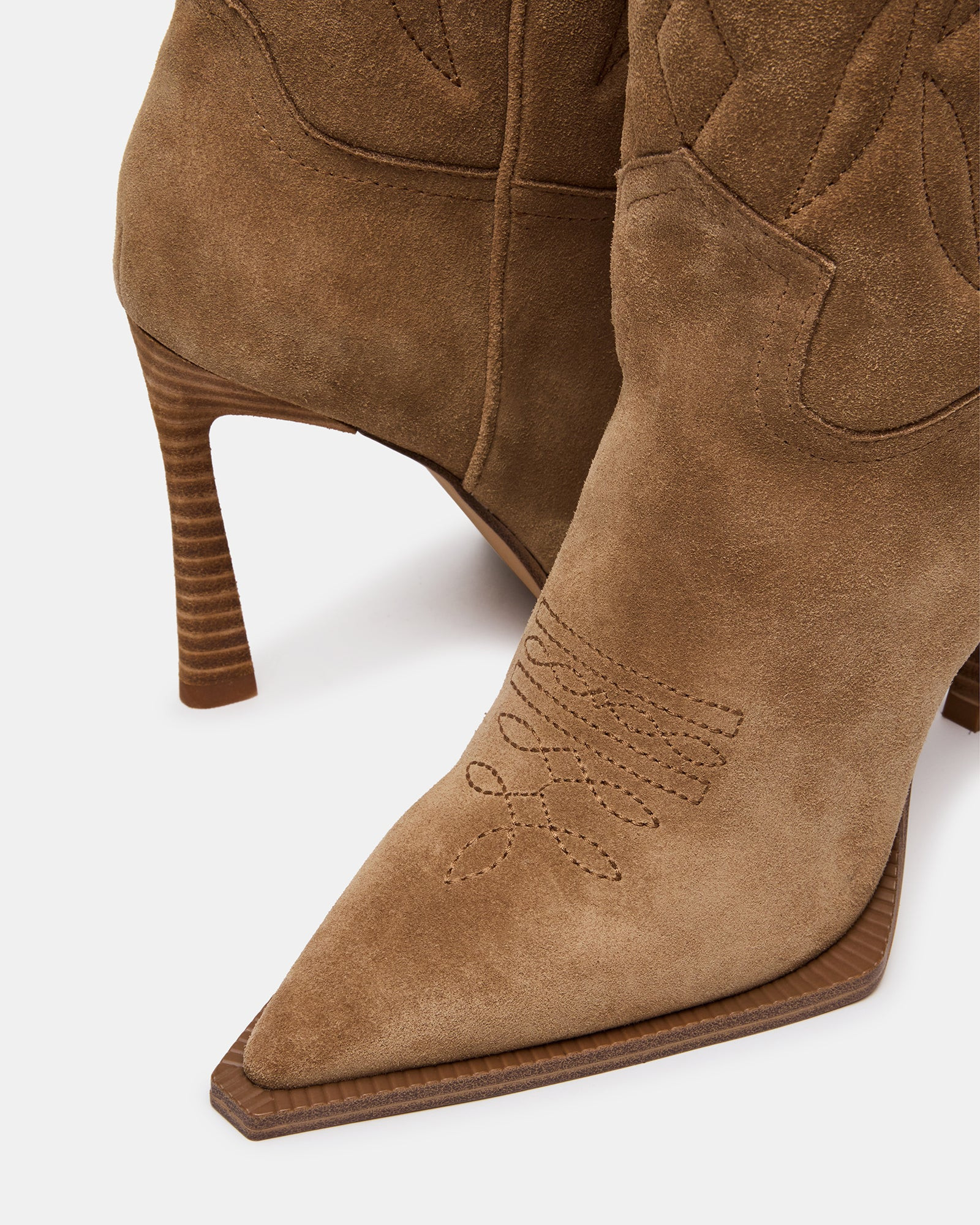 KINZEE Taupe Suede Pointed-Toe Knee-High Western Stiletto Women's Boot | Steve Madden (US)