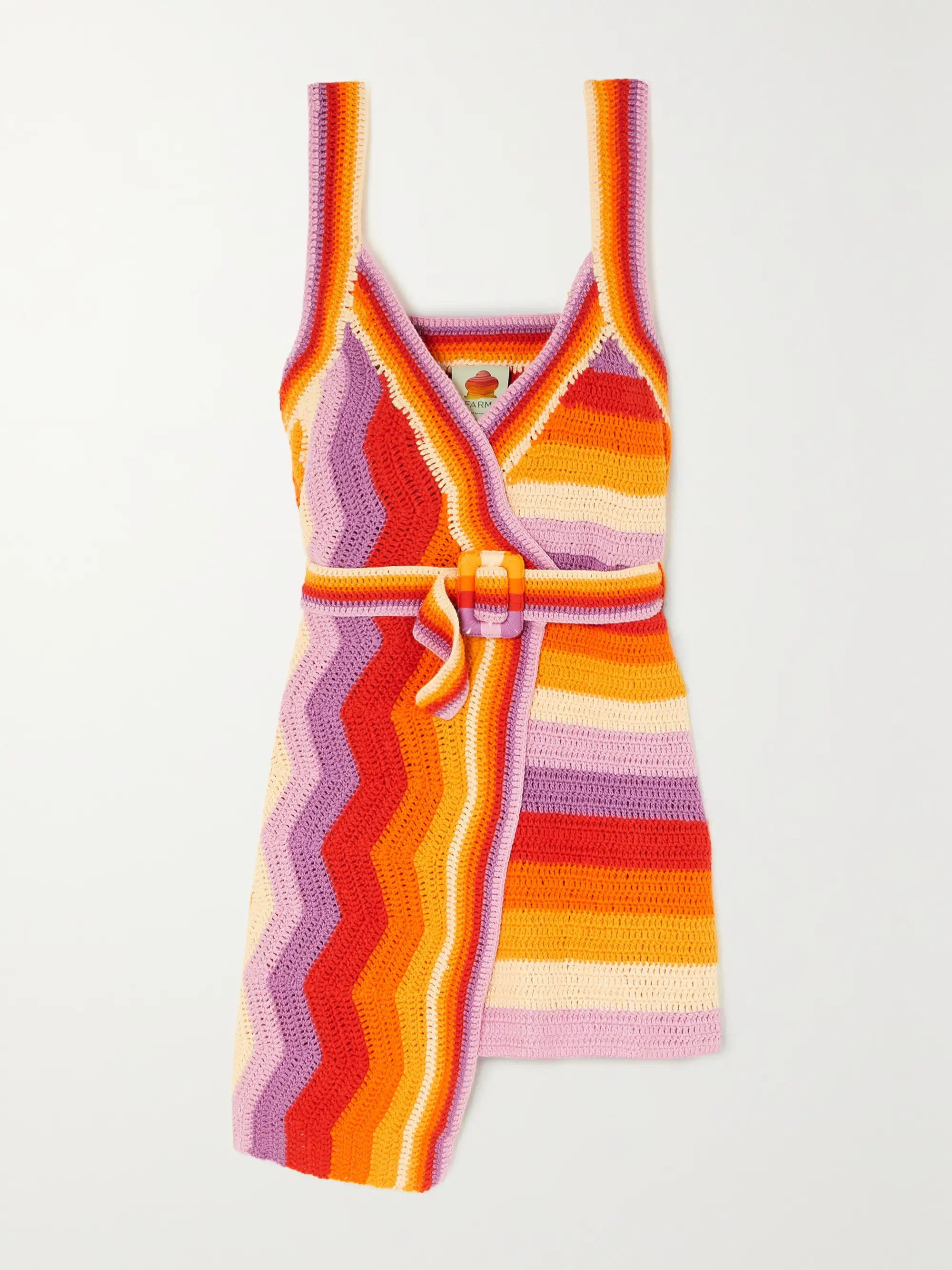 Wrap-effect belted crocheted cotton-blend mini dress | NET-A-PORTER (US)