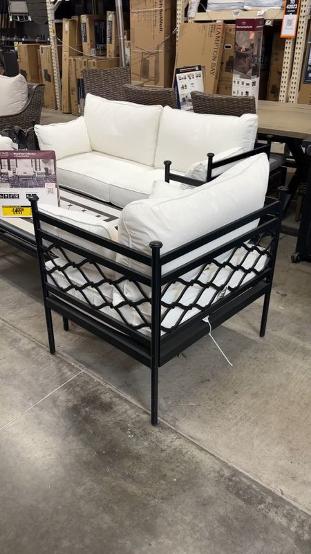 Black and white patio set on sale!! Memorial Day sale, outdoor furniture, outdoor set, white cushions, chic patio furniture 

#LTKhome #LTKunder50 #LTKsalealert