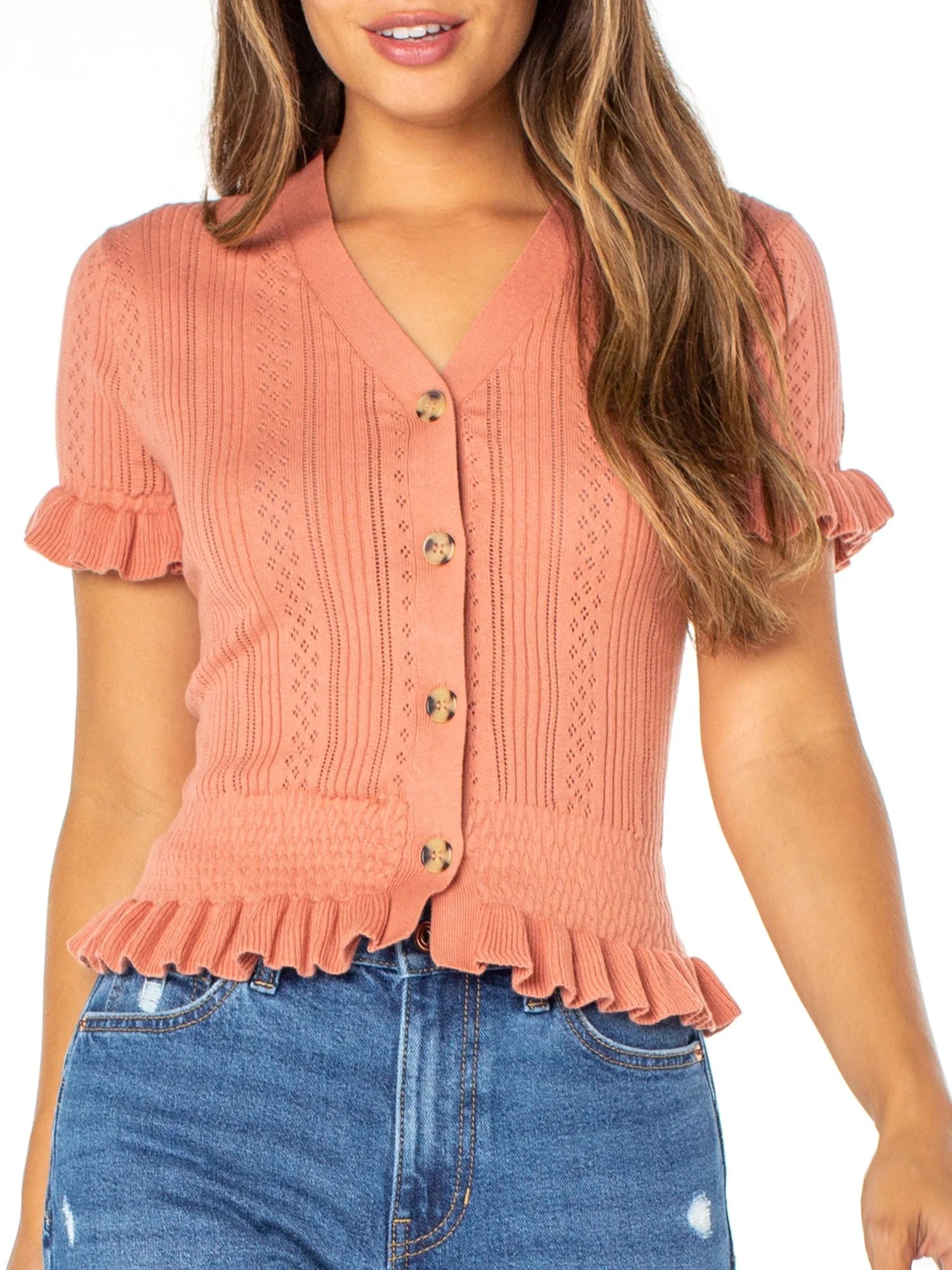 Celebrity Pink Women's Button Up Sweater - Walmart.com | Walmart (US)