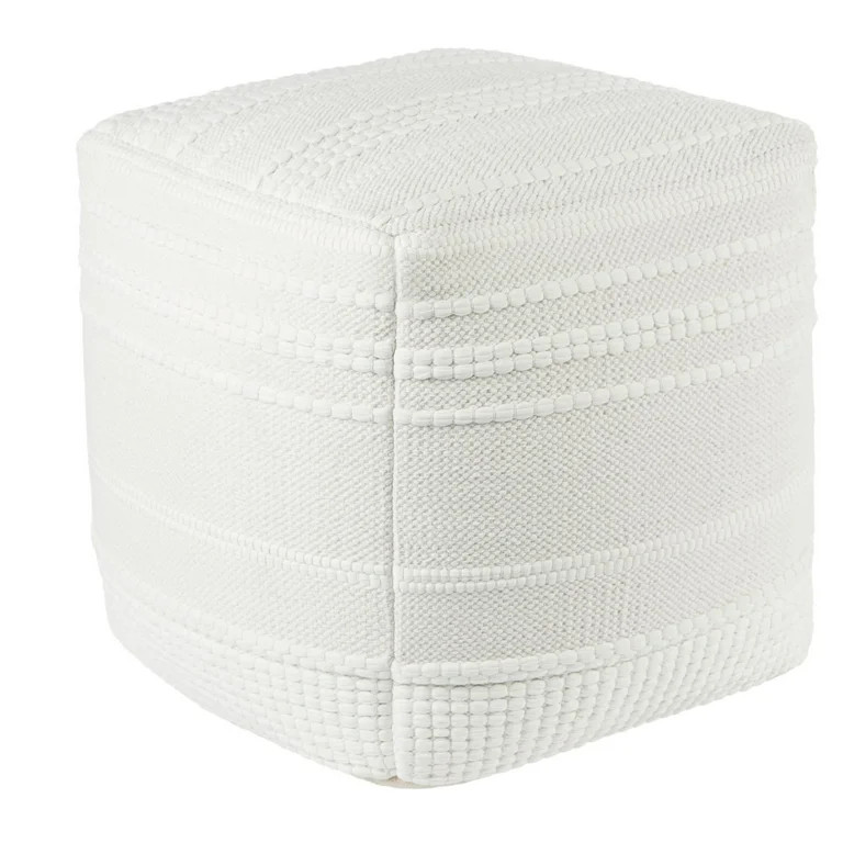 Wanda June Home Cotton Chindi Pouf by Miranda Lambert, White, 18"x18"x18" | Walmart (US)