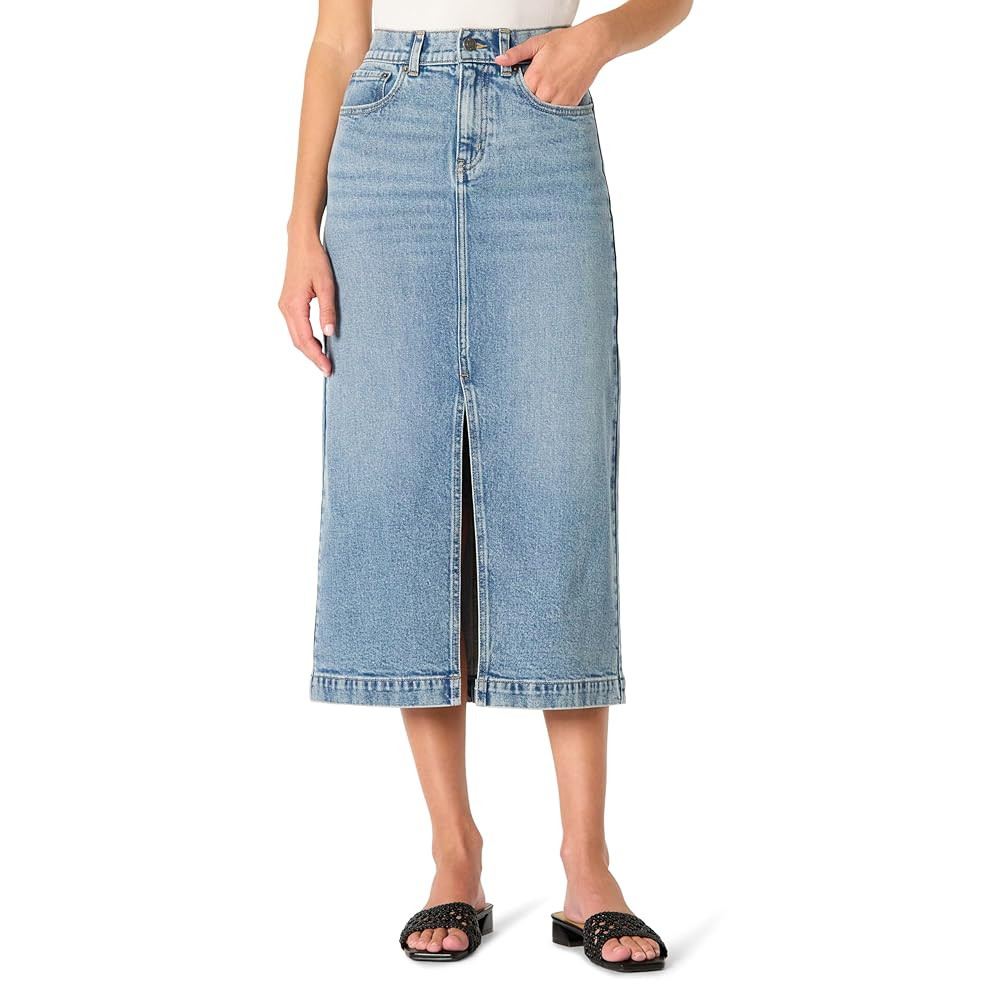 Amazon Essentials Women's Low Stretch Regular-Fit High-Rise Long Jean Skirt | Amazon (US)