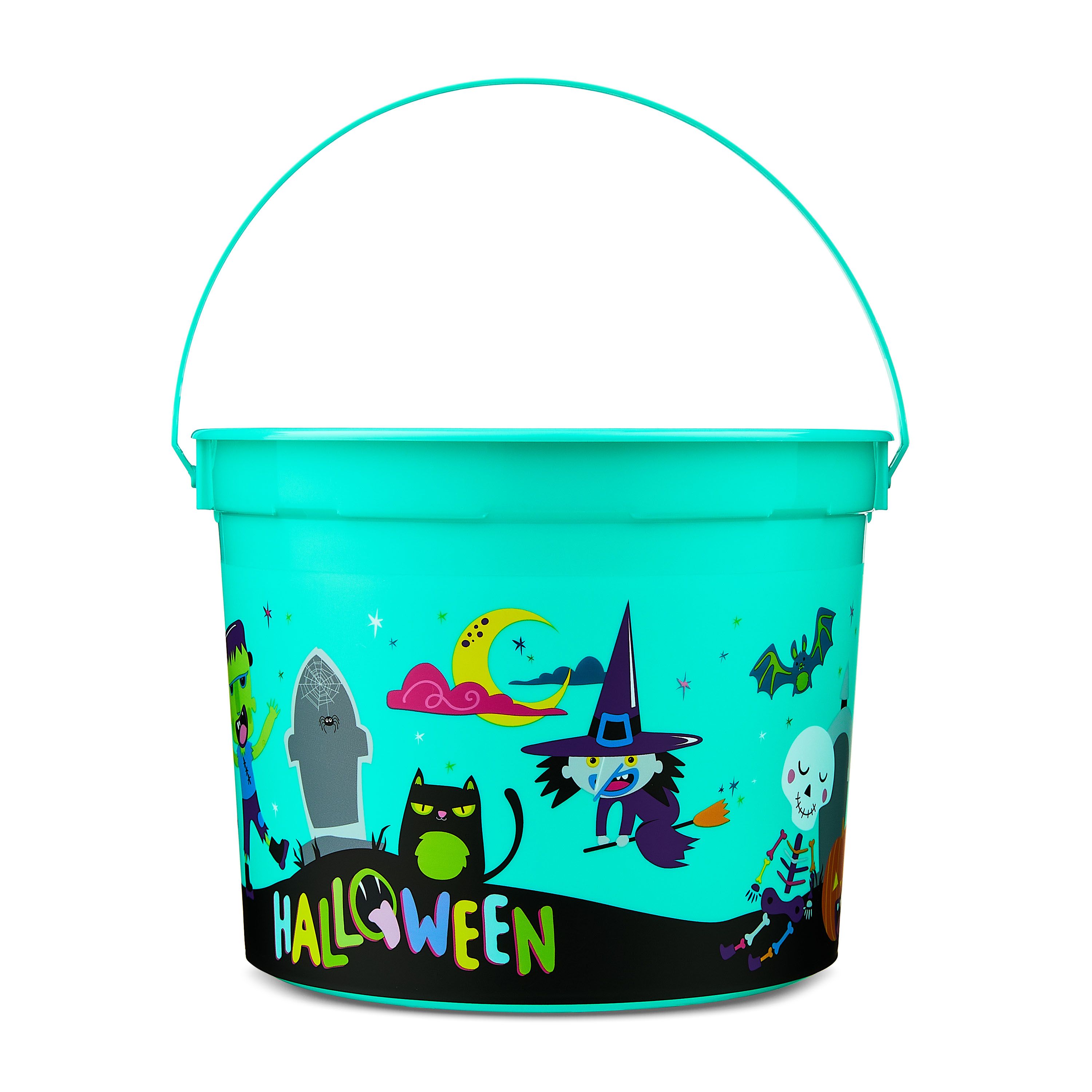 Halloween Turquoise Trick-or-Treat Plastic Bucket, by Way To Celebrate | Walmart (US)