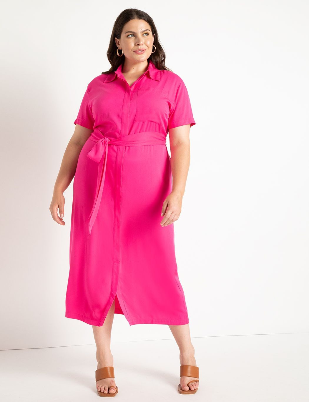 Short Sleeve Button Down Dress | Women's Plus Size Dresses | ELOQUII | Eloquii