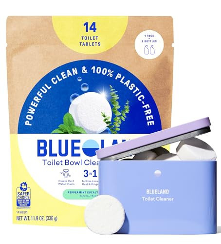 BLUELAND Toilet Bowl Cleaner Tablets, 14 Count (Pack of 1), Peppermint Eucalyptus, Plastic-Free, No Harsh Chemicals, Plant-Based, Septic-Safe, Removes Lime, Rust, Hard Water and Toilet Ring Stains | Amazon (US)