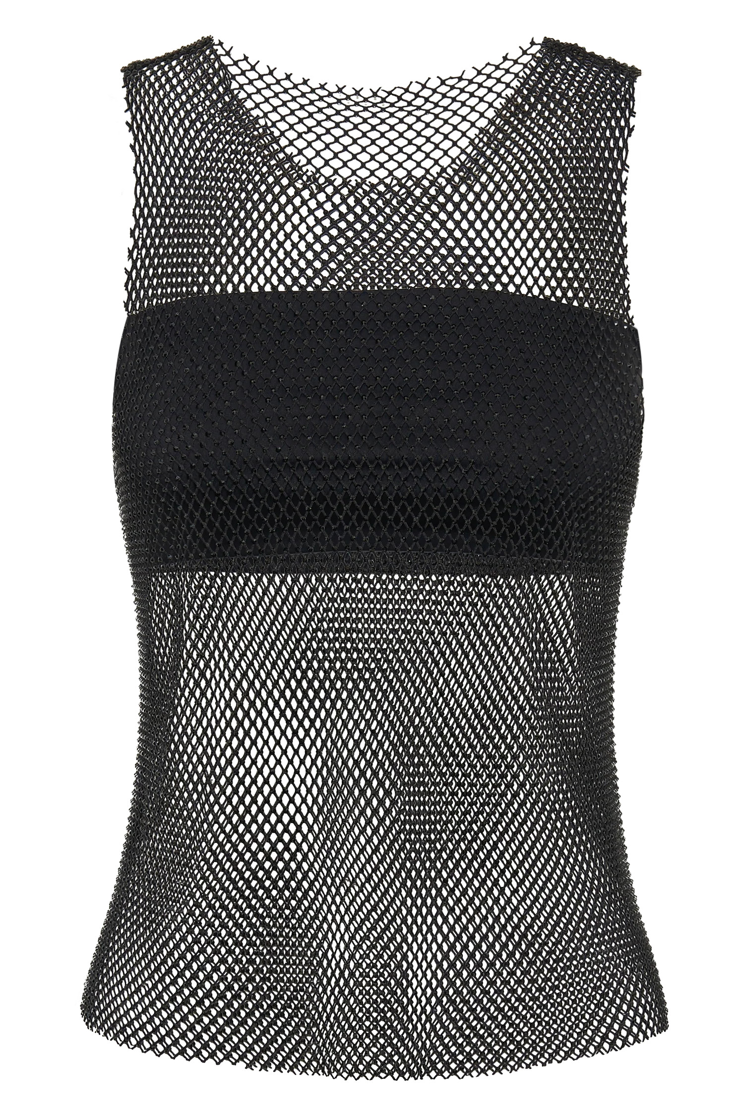 Emerson Diamante Mesh Tank Top - Black | MESHKI US