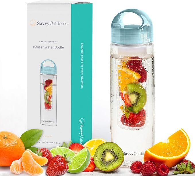 Savvy Infusion Water Bottles - Fruit Infuser Bottle with Unique Leak Proof Silicone Sealed Cap - ... | Amazon (US)