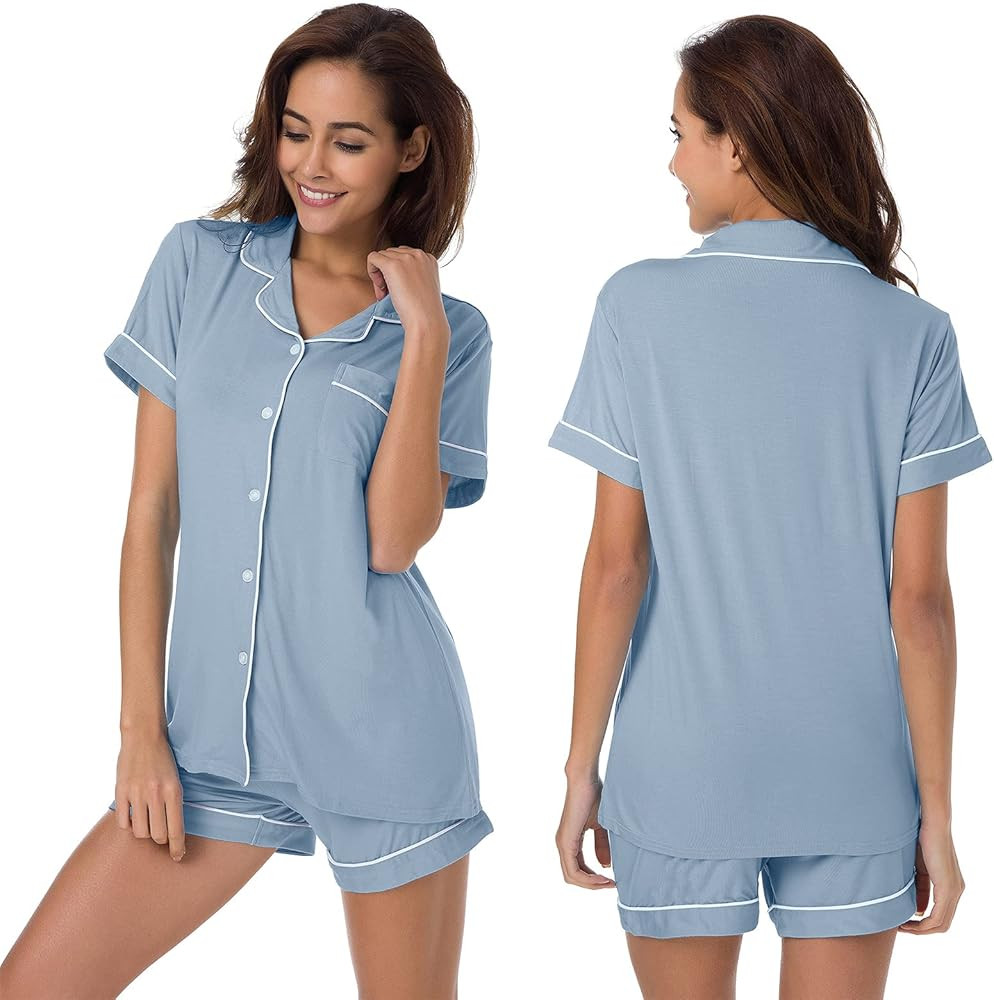 SIORO Womens Pajamas Set Short Sleeve, Button Down Cotton Pj Sets For Women Soft Nightwear,S-XL | Amazon (US)