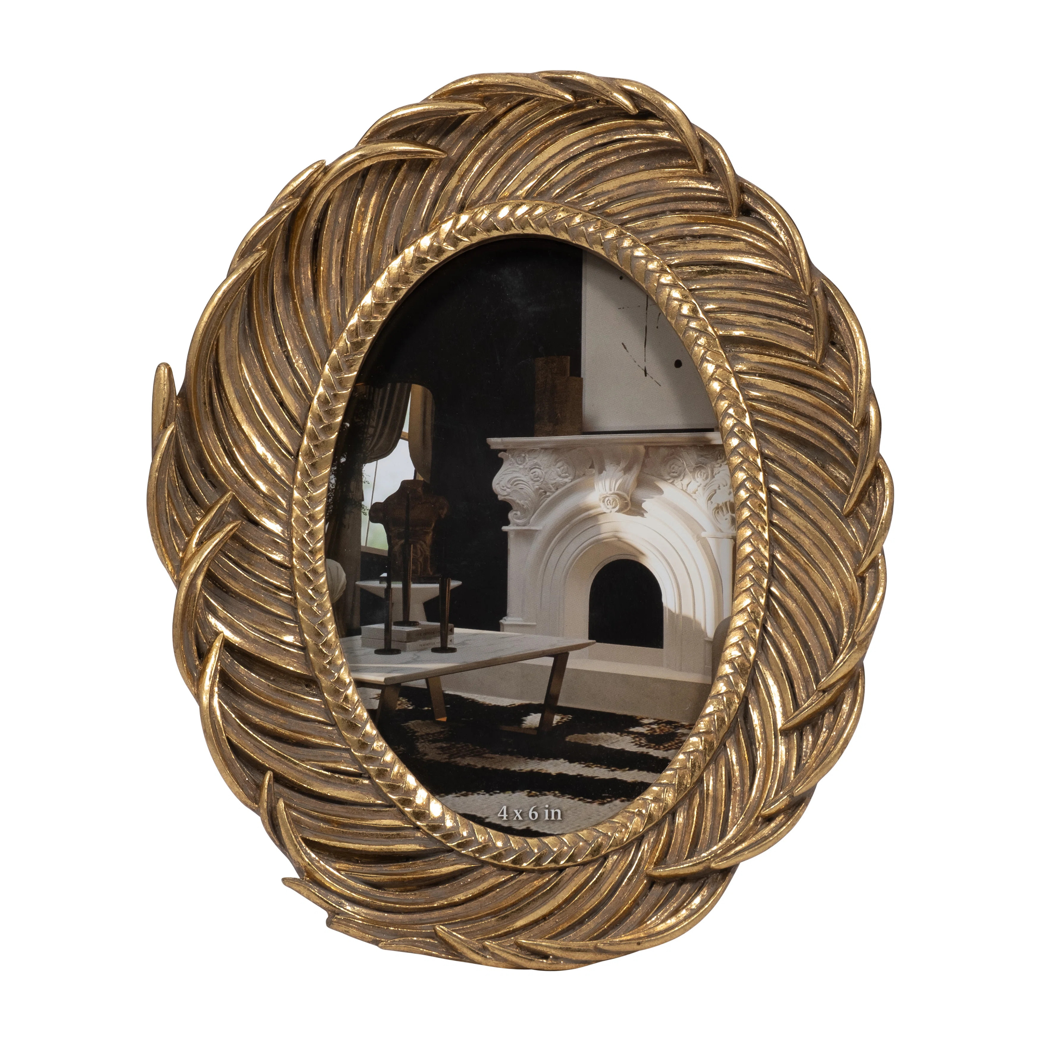 4x6 Luxurious Gold Resin Feather Adorned Photo Frame, Accentuate Your Memories | Wayfair North America