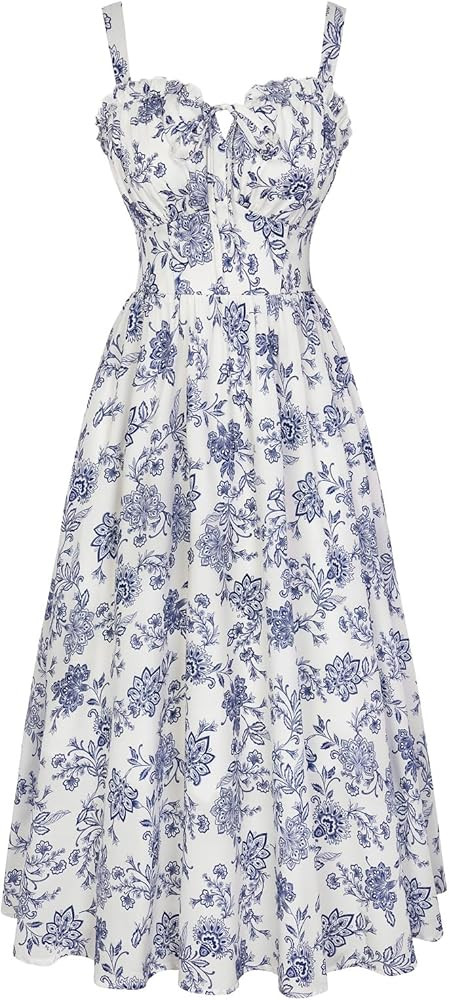 SCARLET DARKNESS Damen Sommerkleid Lang \u00c4rmellos Blumendruck Chiffonkleid Spaghettitr\u00e4g... | Amazon (DE)