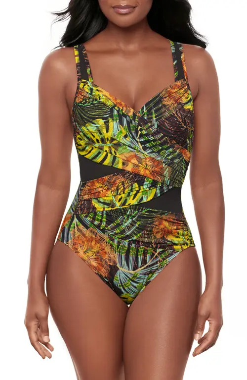 Miraclesuit® Sunset Islet Madero Underwire One-Piece Swimsuit in Blk/multi at Nordstrom, Size 8 | Nordstrom