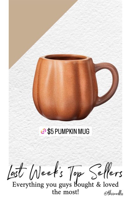 Last week’s best seller! Cute pumpkin mug for $5! Pumpkin coffee mug for Fall // target finds

#LTKunder50 #LTKSeasonal #LTKhome