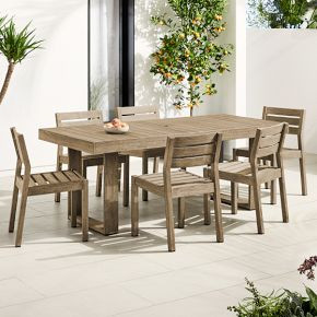 Portside Outdoor Dining Table (76.5"–96") & Dining Chairs Set | West Elm (US)