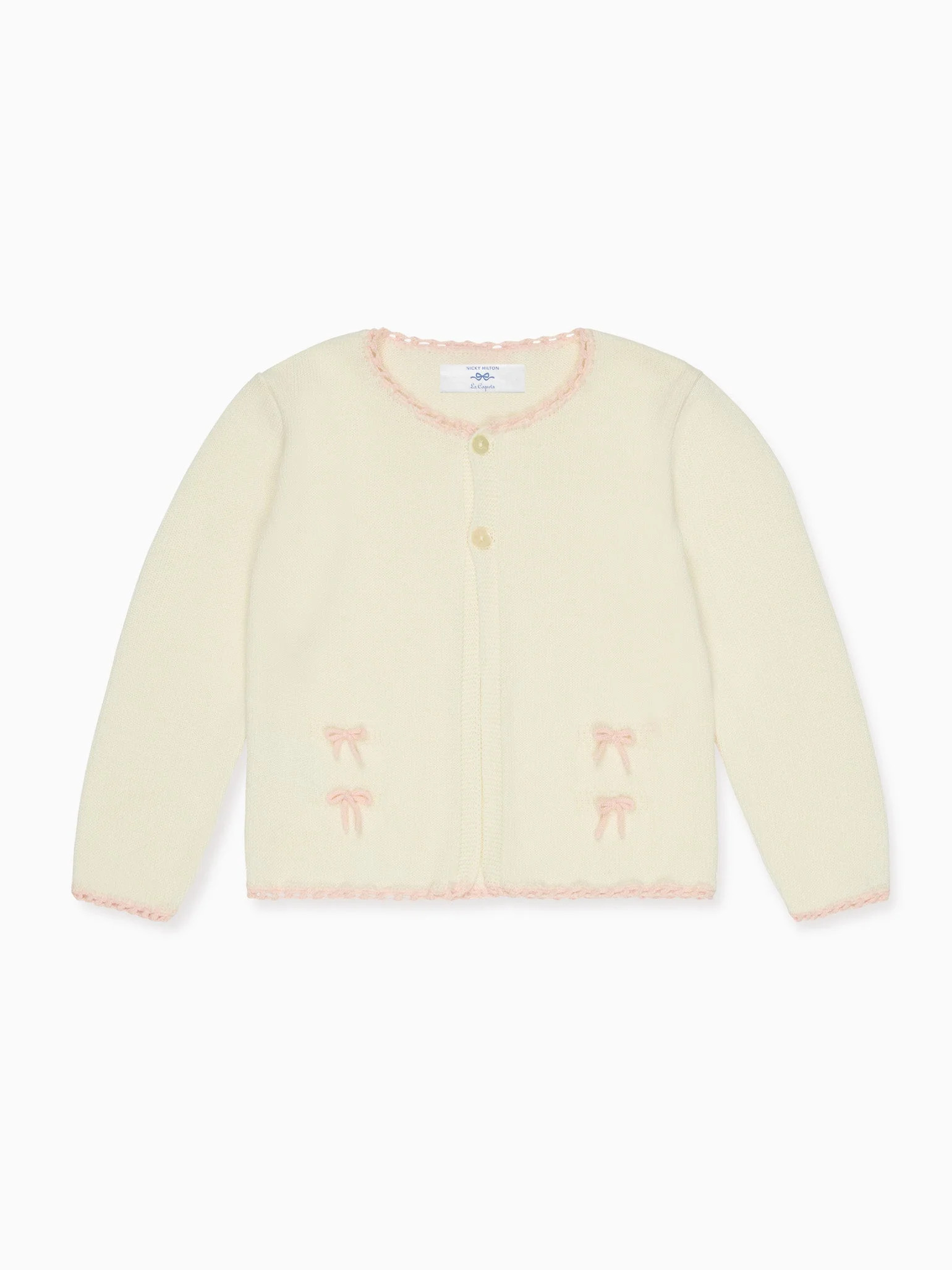 Nicky Hilton x La Coqueta Ivory Farrah Cotton Girl Cardigan | La Coqueta (US)