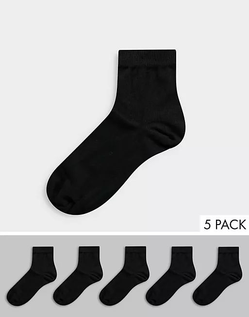 ASOS DESIGN 5-pack ankle socks in black | ASOS (Global)