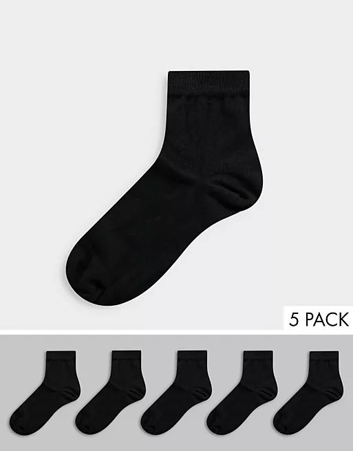 ASOS DESIGN 5 pack ankle socks in black | ASOS (Global)