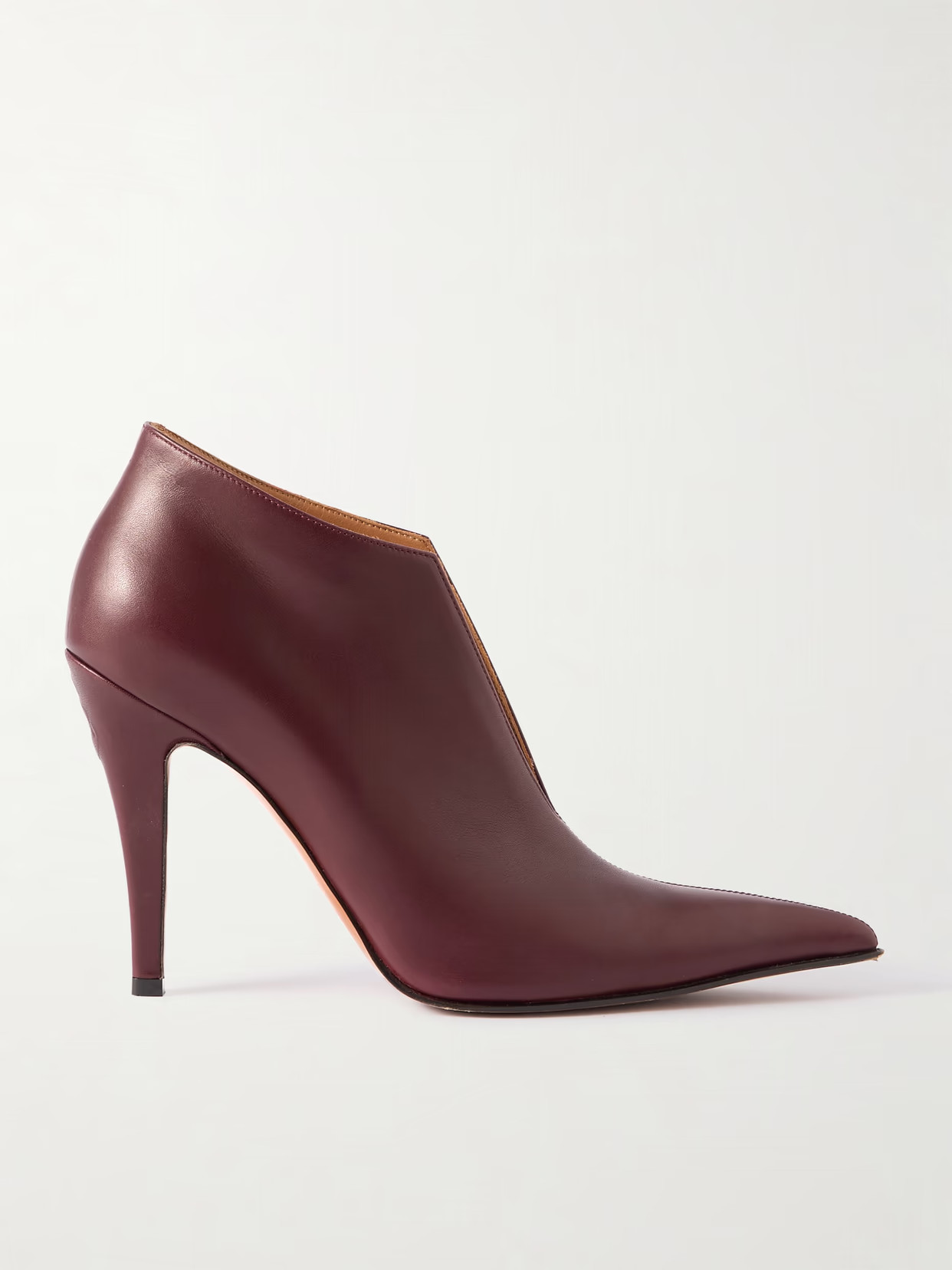 MCQUEEN - Leather Ankle Boots - Burgundy | NET-A-PORTER (US)