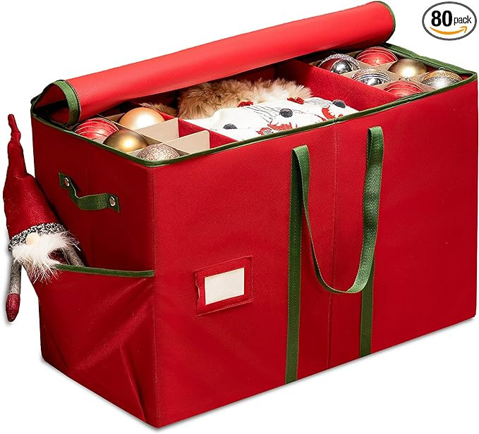 ZOBER Christmas Ornament Storage Box - Stores 80 Ornaments W/Dividers - Christmas Ornament, Figur... | Amazon (US)