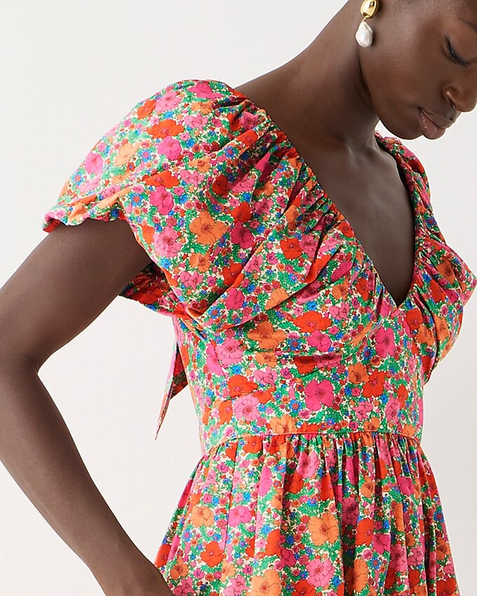Collection bow-back puff-sleeve dress in Liberty® Meadow Song fabric | J. Crew US