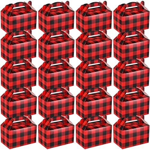 24 Pcs Christmas Red Buffalo Plaid Treat Box for Christmas Party Gift Supplies Holiday Xmas Prese... | Amazon (US)