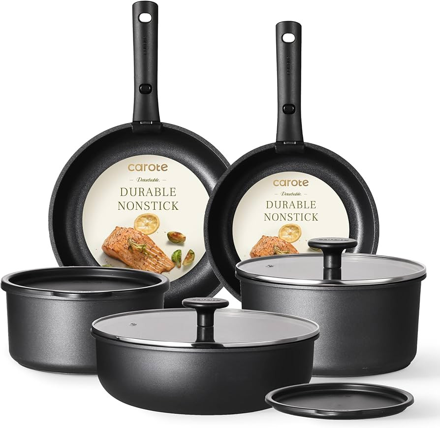 CAROTE Pots and Pans Set Non Stick, Cookware Set Detachable Handle, Nonstick Induction Kitchen Se... | Amazon (US)