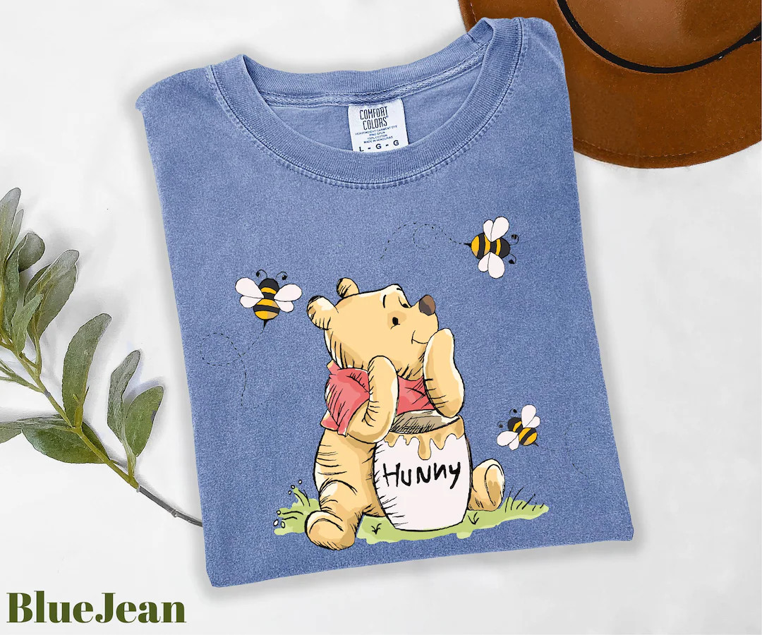 Comfort Colors® Winnie The Pooh Shirt, Pooh Bear Shirt, Pooh Hunny Shirt, Pooh and Bees Shirt, D... | Etsy (US)