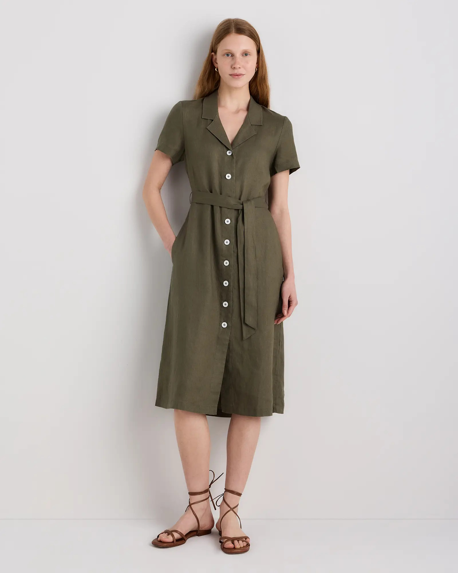 100% European Linen Button Front Dress | Quince