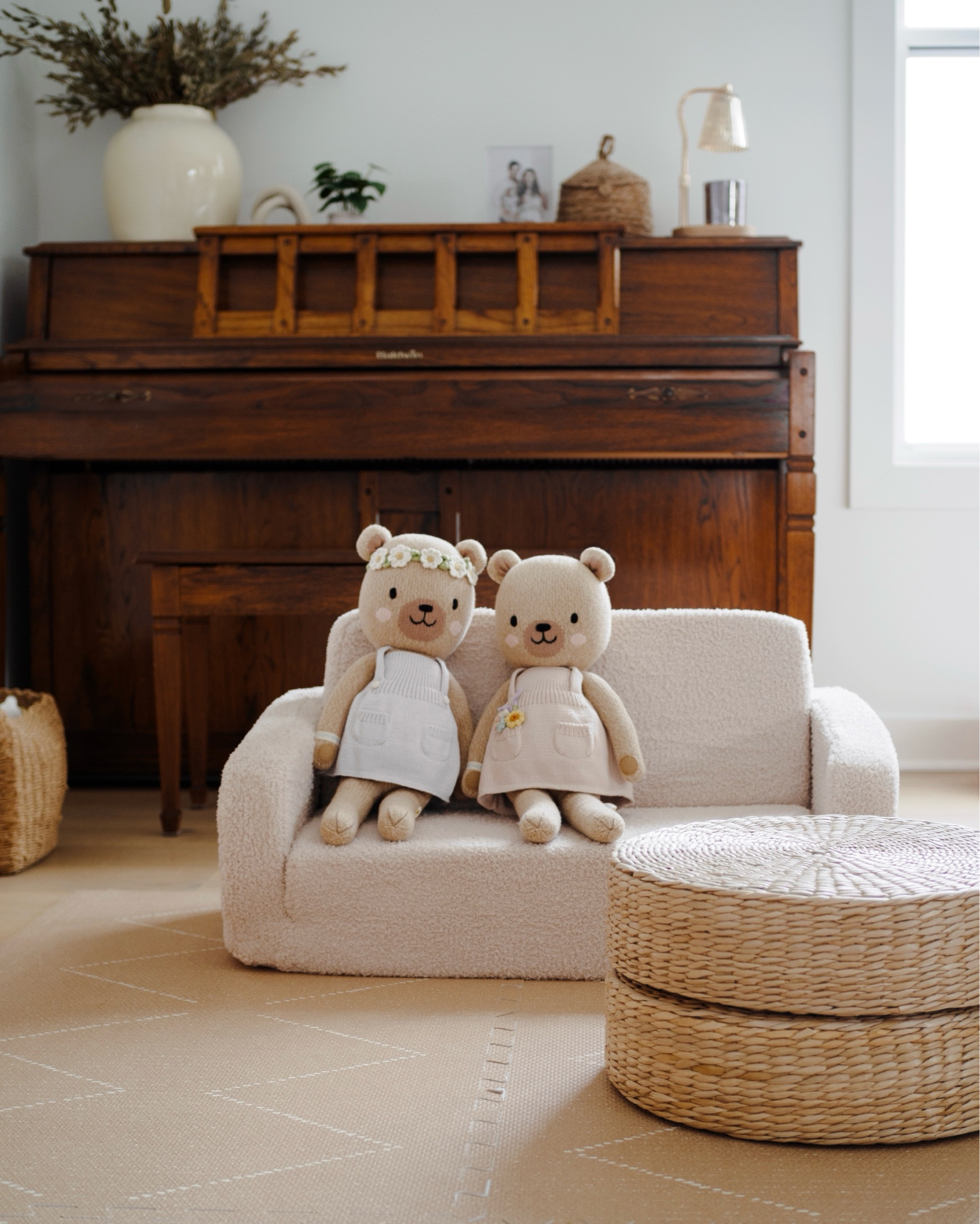 Baby toddler play room cuddle and mind stuffed animal fold out chair cushion neutral modern home 

#LTKHome #LTKBaby #LTKFamily