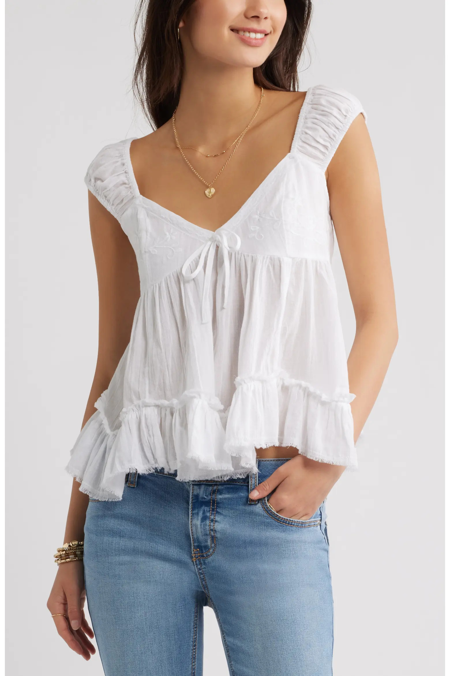 Cap Sleeve Cotton Babydoll Top (Women) | Nordstrom | Nordstrom