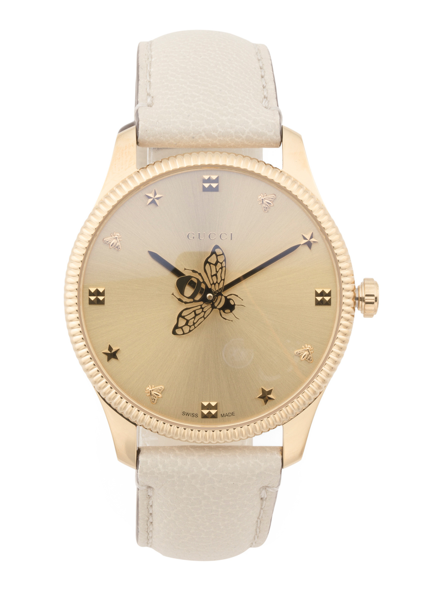 Women's Swiss Made G Timeless Gold Bee Leather Strap Watch | TJ Maxx