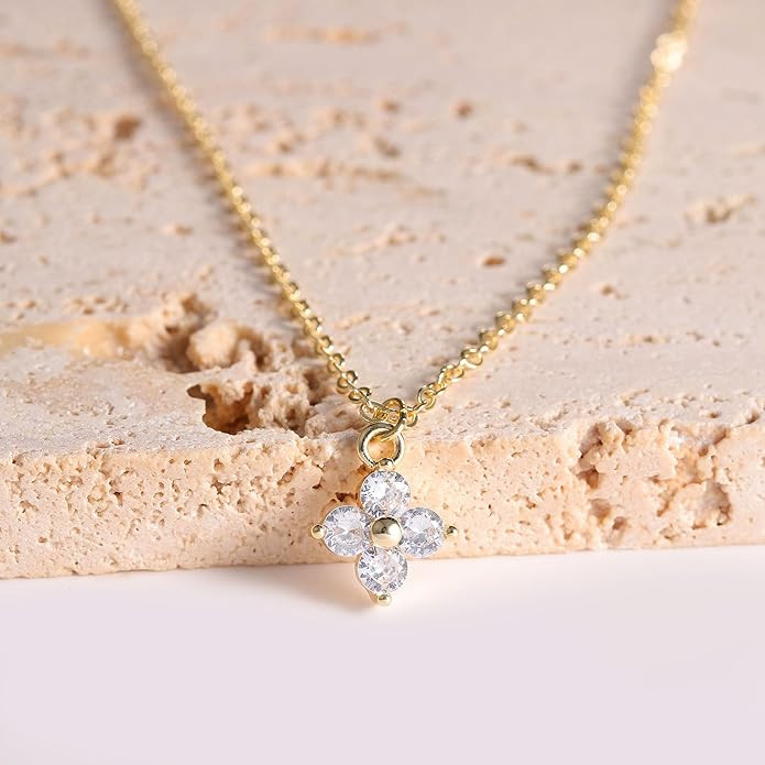14K Gold Plated Necklace for Women - Dainty Flower, Leaf, Bead, Tree, Bee, Sun, Bar, Infinity, St... | Amazon (US)