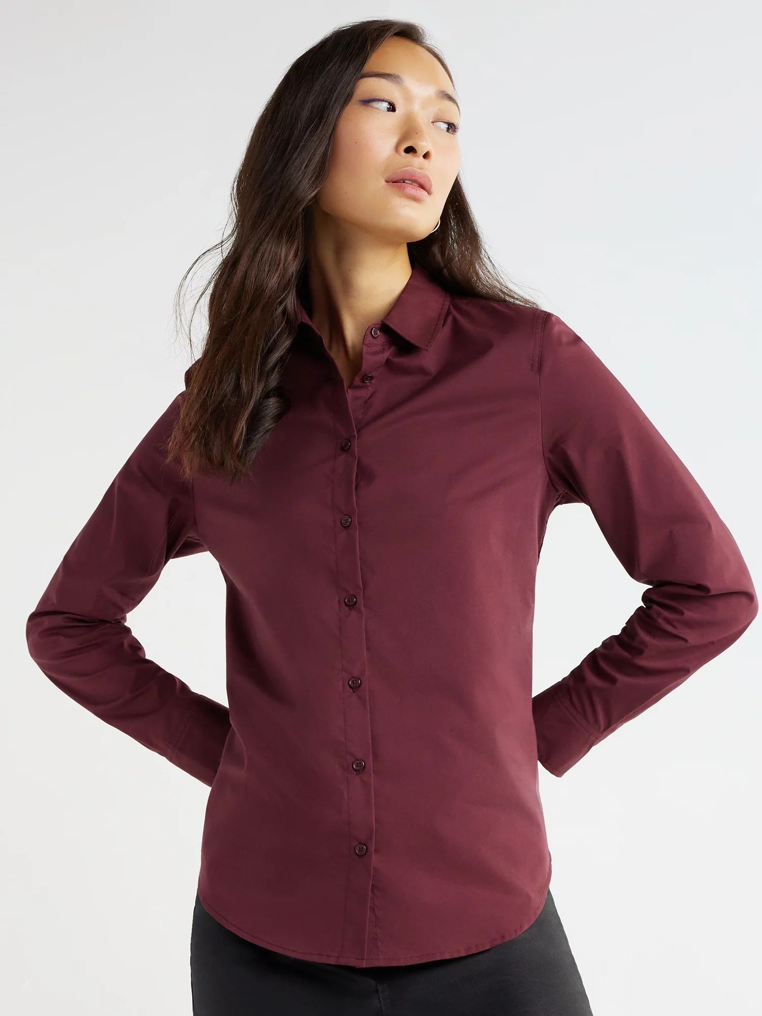 Time and Tru Women's Woven Button Down Shirt, Sizes S-XXXL | Walmart (US)