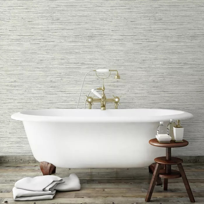 RoomMates Grasscloth Peel & Stick Wallpaper Gray | Target