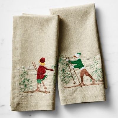 Embroidered Skier Guest Towel, Set of 2 | Williams-Sonoma