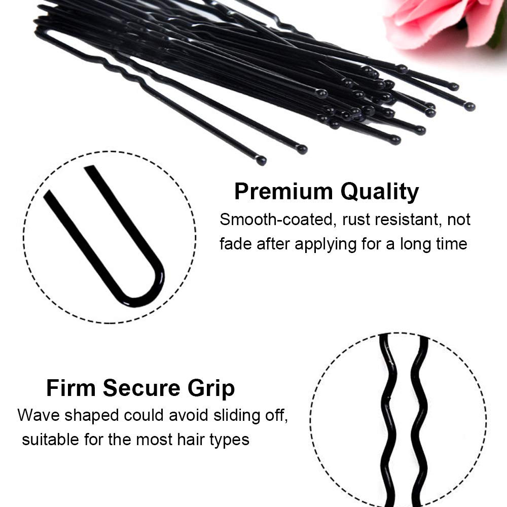 200pcs U Shaped Hair Pins Black with Cute Case, Hairpins for Buns, Premium Bobby Pins for Kids, G... | Amazon (US)