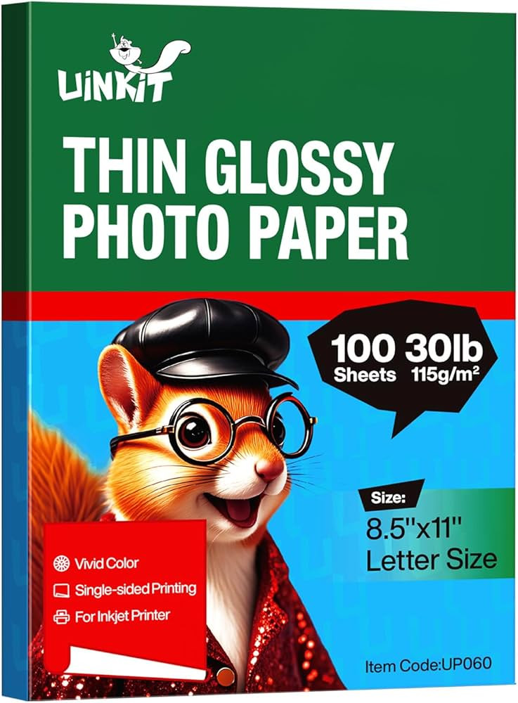 Uinkit 100 sheets 115gsm Photo Paper 30lb Very Thin Flyer Photo Paper Glossy 8.5x11 Single Side I... | Amazon (US)