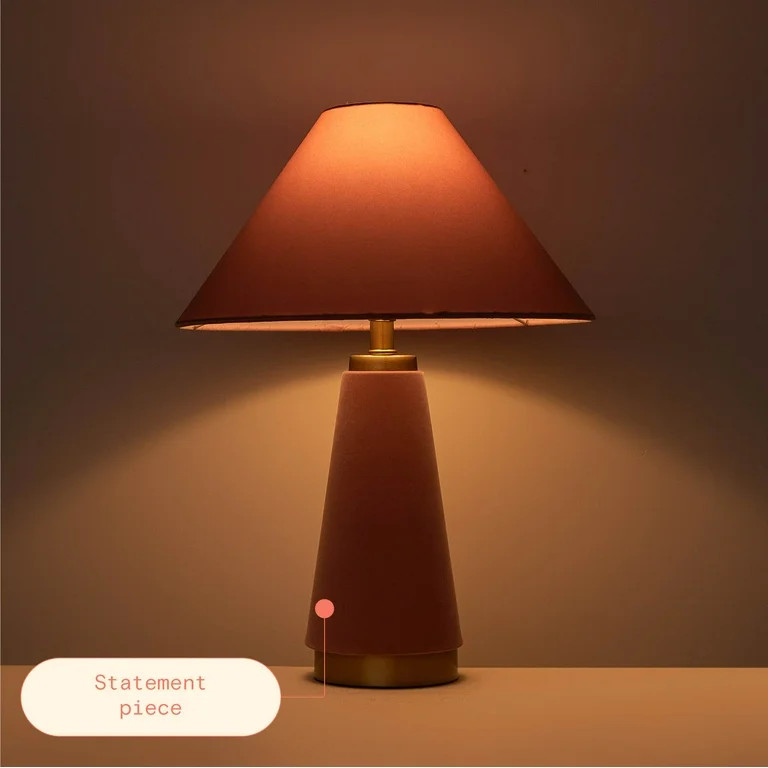 Beautiful Rose Pink Velvet Table Lamp by Drew Barrymore, 19" H | Walmart (US)
