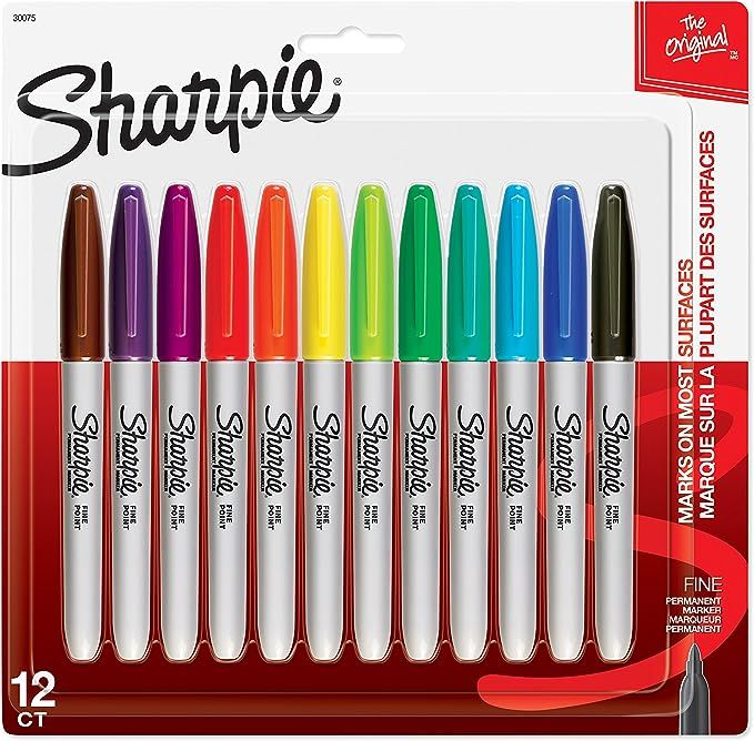 Sharpie 30075PP Permanent Markers, Fine Point, Assorted Colors, 12 Count | Amazon (US)