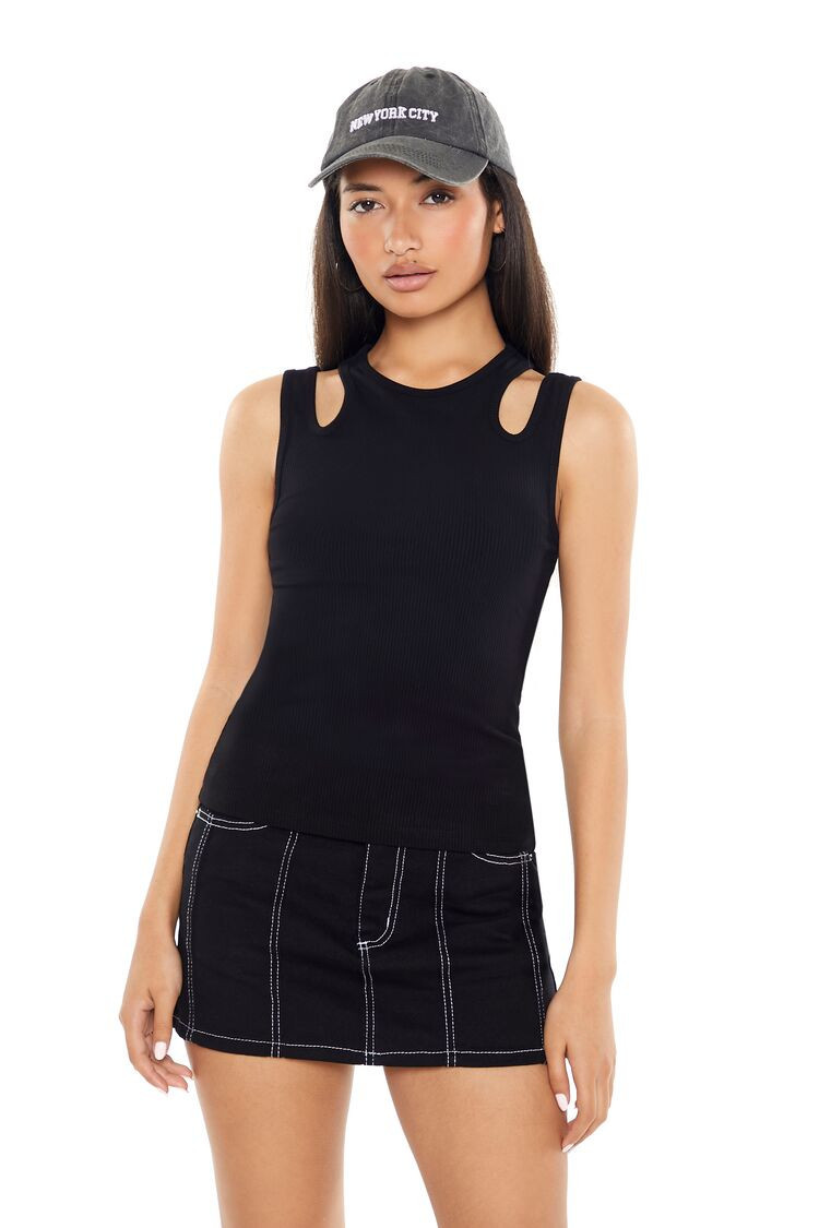 Women's Cutout Tank Top in Black, XS | Forever 21