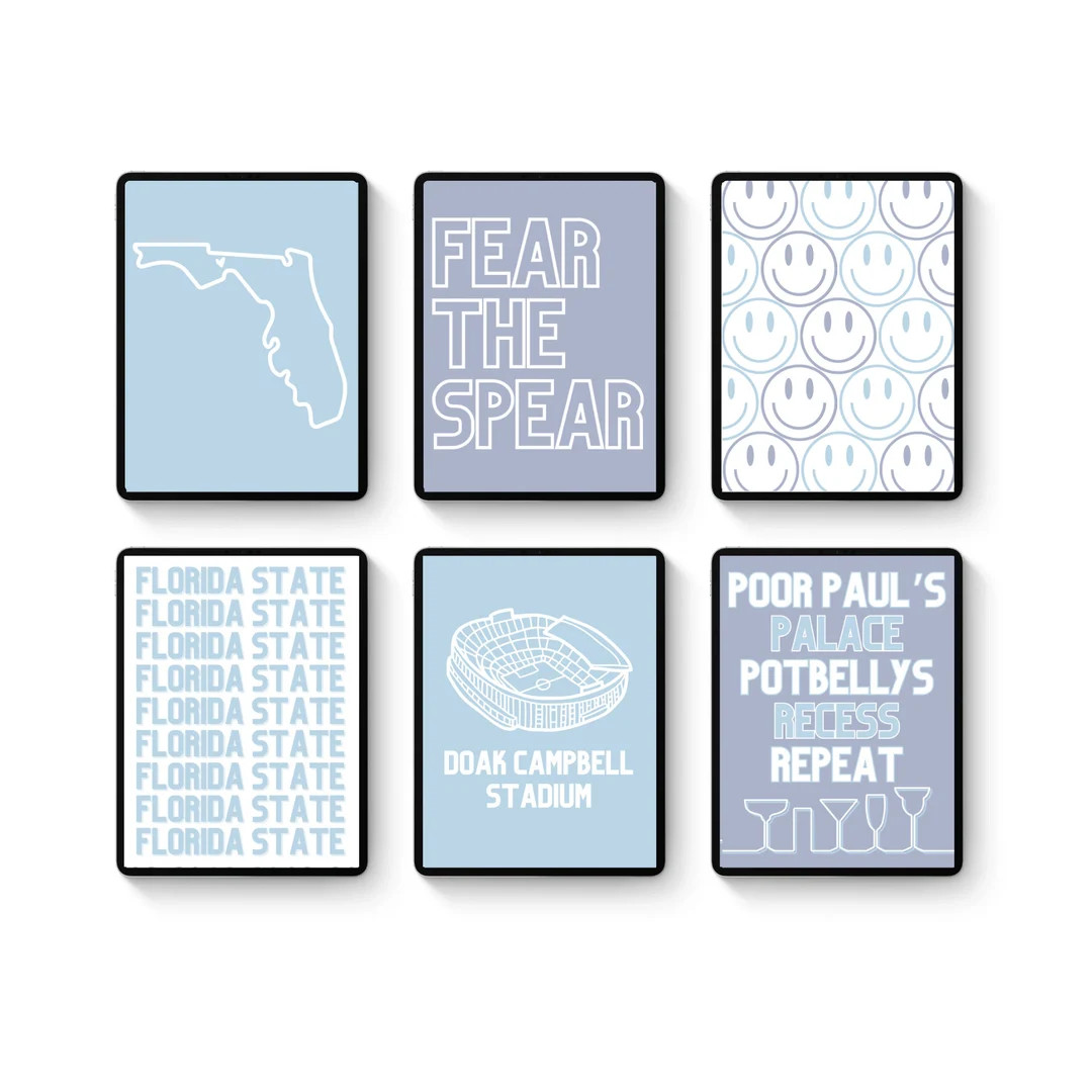 Florida State University College Decor FSU Decorations Digital Poster Fear the Spear Dorm Wall Ar... | Etsy (US)