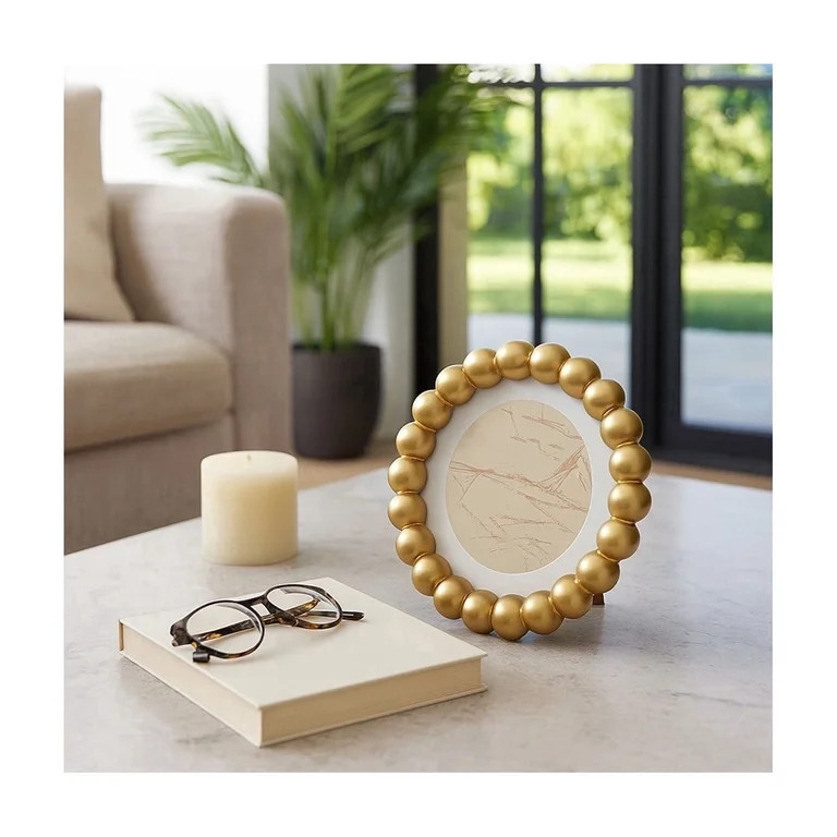 Elegant Round Picture Frame with Beaded Border - Decorative Wall and Tabletop Picture Frame with ... | Walmart (US)