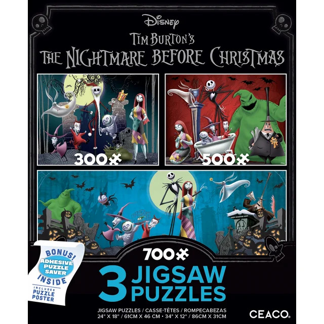 Ceaco Disney Nightmare Before Christmas Three Interlocking Jigsaw Puzzles | Walmart (US)